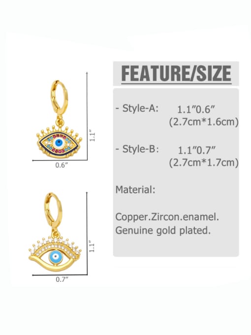 CC Brass Cubic Zirconia Evil Eye Hip Hop Huggie Earring 4