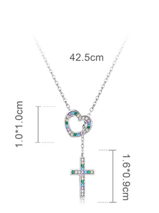 Jare 925 Sterling Silver Cubic Zirconia Cross Dainty Tassel Necklace 3