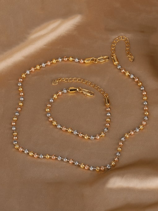 ROSS Brass  Hip Hop Bead Chain Bracelet and Necklace Set 0