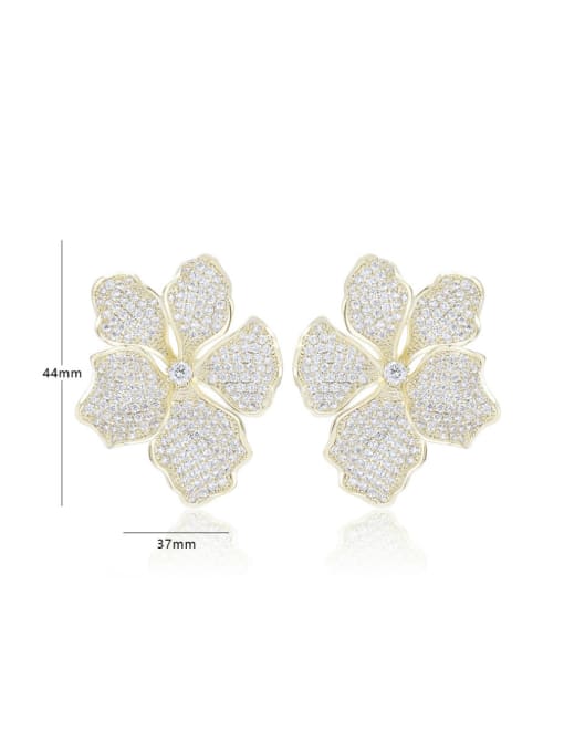L.WIN Brass Cubic Zirconia Flower Statement Cluster Earring 3