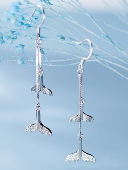 Rosh 925 Sterling Silver Minimalist Long fishtail Hook Earring 3