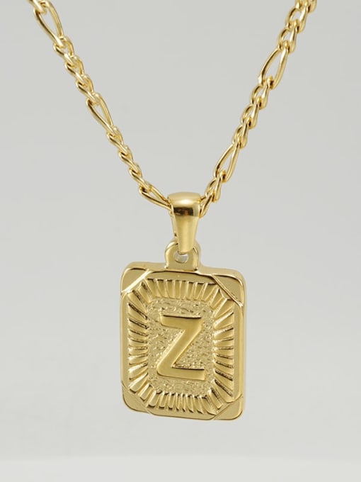Gold Z Titanium Steel Letter Hip Hop coin Necklace with 26 letters