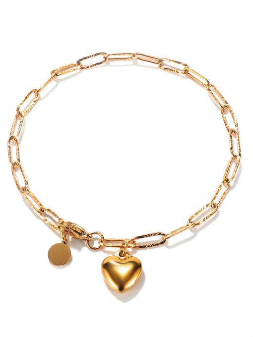 【 1161 】 Steel Bracelet Rose Gold Titanium Steel Heart Minimalist Link Bracelet
