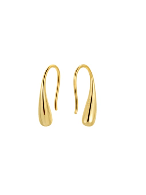 Gold Drops Bean Earrings 925 Sterling Silver Water Drop Minimalist Hook Earring
