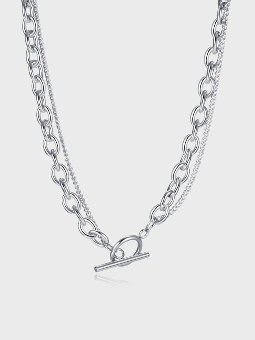 Open Sky Titanium Steel Geometric Hip Hop Multi Strand Hollow Chain Necklace 0
