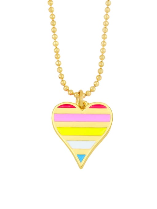 colour Brass Enamel Heart Minimalist Necklace