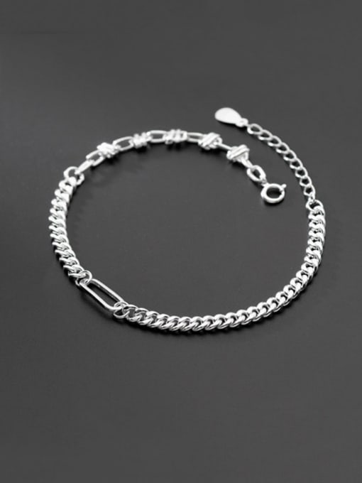 Rosh 925 Sterling Silver Geometric Chain Minimalist Link Bracelet 0