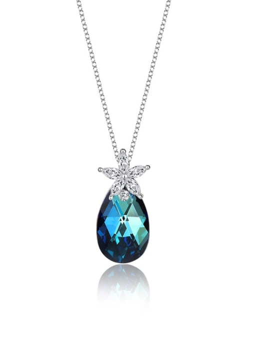 JYXZ 002 (Gradient Blue) 925 Sterling Silver Austrian Crystal Water Drop Classic Necklace