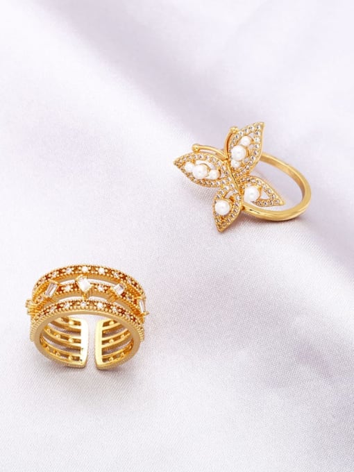 CC Brass Cubic Zirconia Butterfly Vintage Stackable Ring 2
