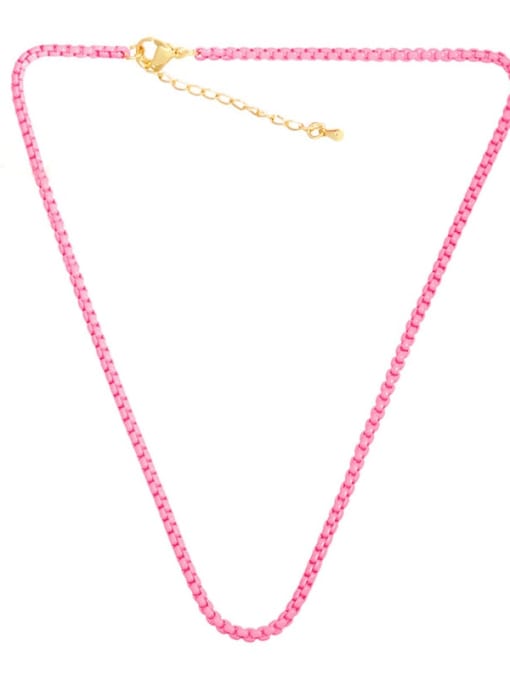 Pink Brass Enamel Irregular Minimalist Necklace