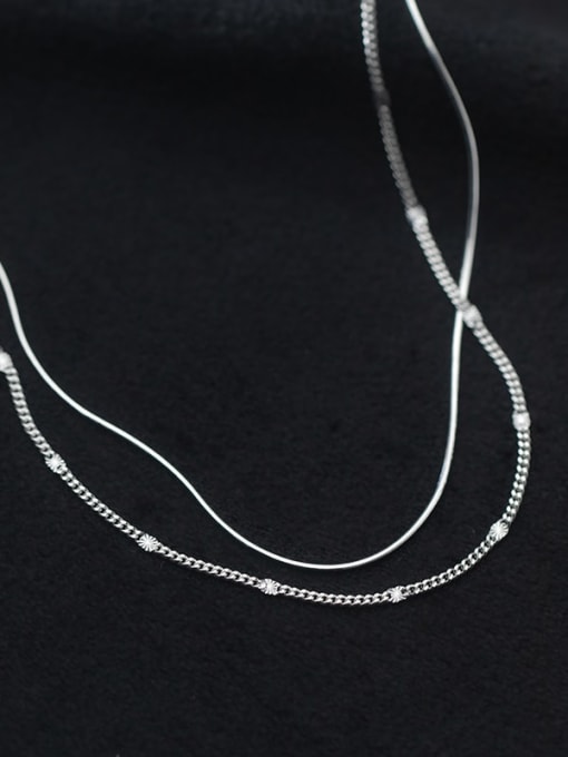 Rosh 925 Sterling Silver Geometric Minimalist Multi Strand Necklace 1