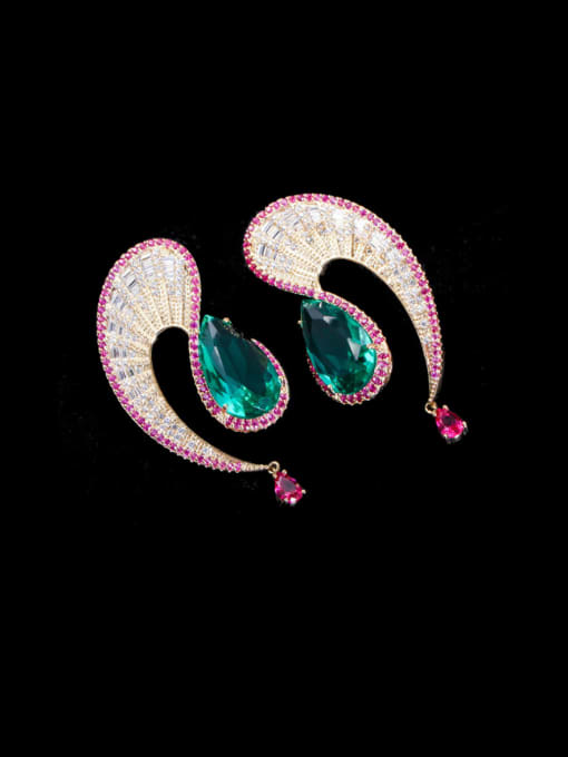 L.WIN Brass Cubic Zirconia Irregular Luxury Stud Earring