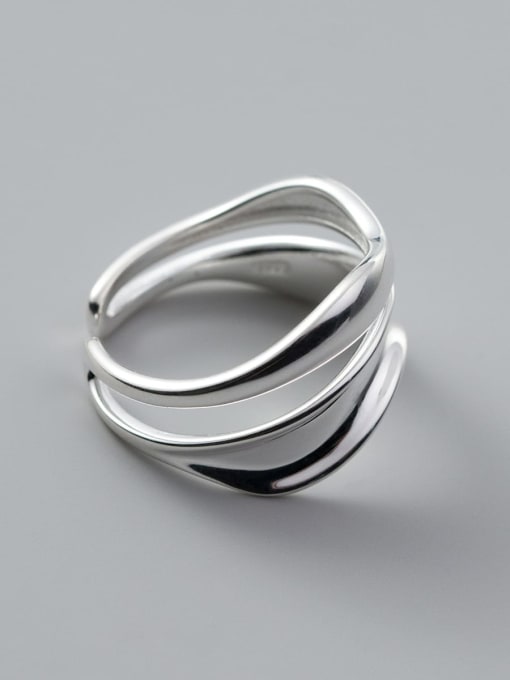 Rosh 925 Sterling Silver Irregular Minimalist Band Ring 2