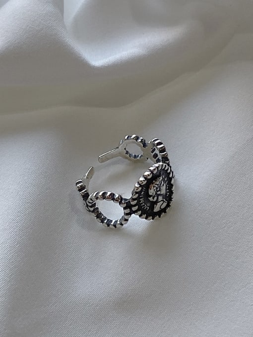 Boomer Cat 925 Sterling Silver Irregular Vintage French Figure Free Size Midi Ring