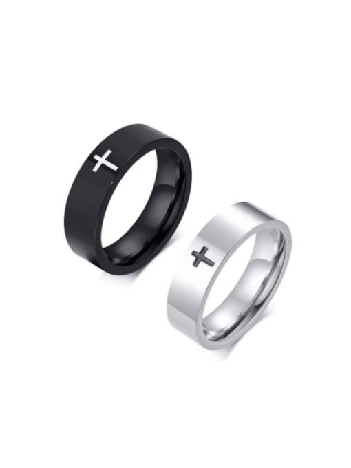 CONG Stainless steel Cross Minimalist Band Ring 0