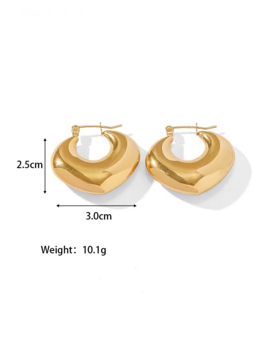 E76 Peach Heart Hollow Gold Titanium Steel Heart Minimalist Huggie Earring
