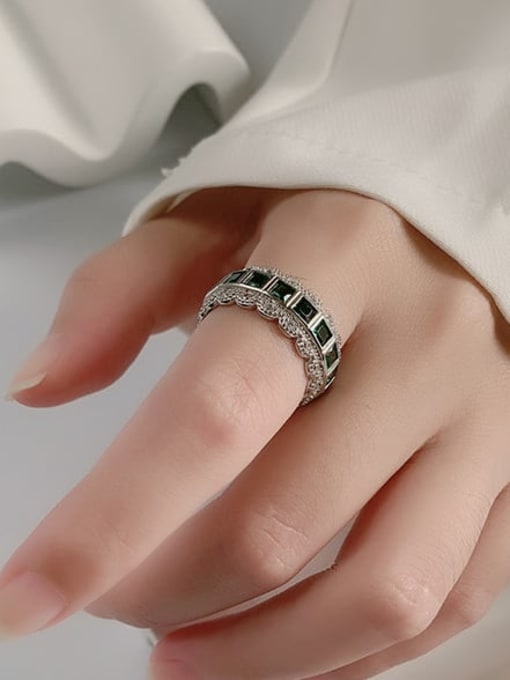 KDP-Silver 925 Sterling Silver Cubic Zirconia Geometric Minimalist Band Ring 1