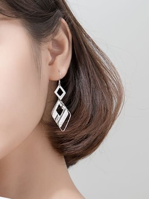 Rosh 925 Sterling Silver Geometric Minimalist Hook Earring 1