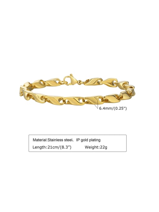 golden Titanium Steel Irregular Minimalist Link Bracelet