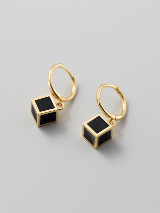 gold 925 Sterling Silver Acrylic Square Minimalist Huggie Earring