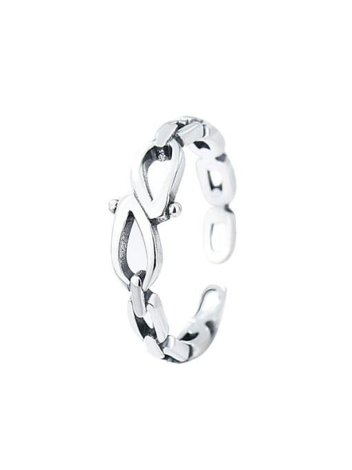 XBOX 925 Sterling Silver  Vintage symmetry Chain Band Ring 3