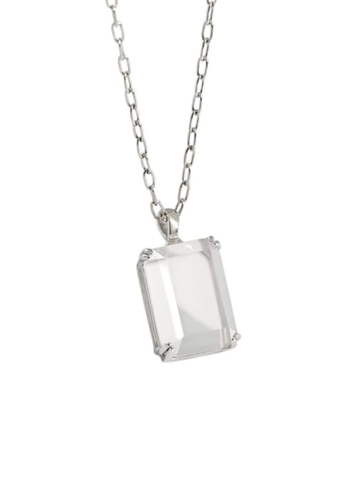 White crystal 925 Sterling Silver Cubic Zirconia Geometric Vintage  Pendant Necklace