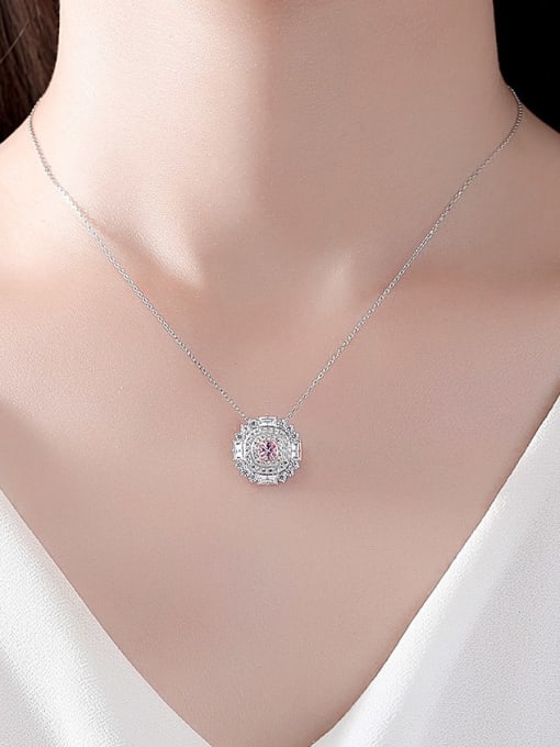 CCUI 925 Sterling Silver Cubic Zirconia Flower Minimalist Necklace 1