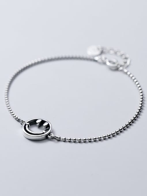 Rosh 925 Sterling Silver Retro style cute smiley face chain Bracelet 2
