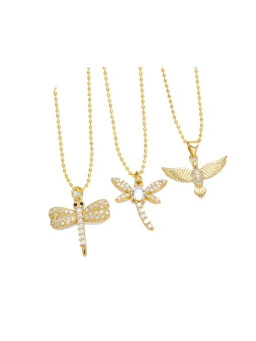CC Brass Cubic Zirconia Dragonfly Trend Necklace 0