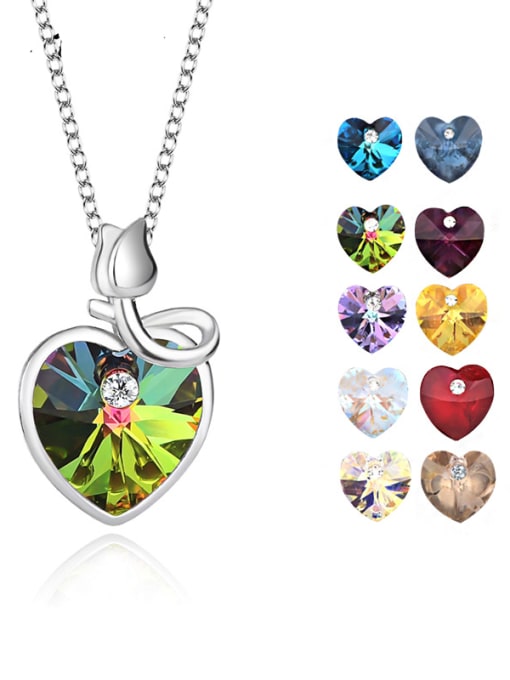 BC-Swarovski Elements 925 Sterling Silver Austrian Crystal Heart Classic Necklace