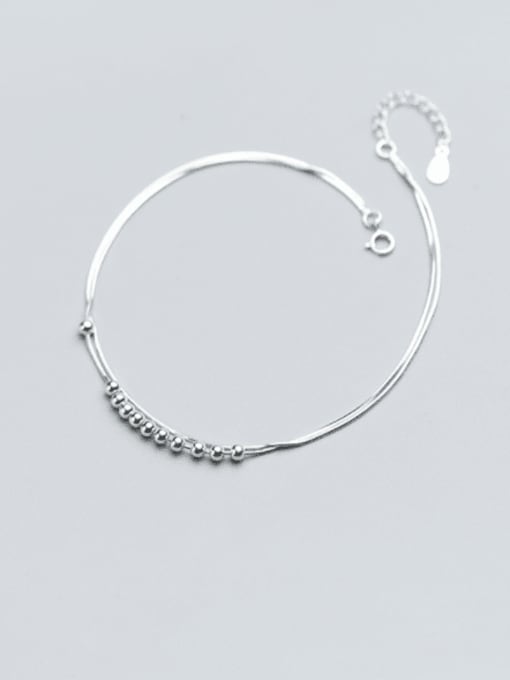 Rosh 925 Sterling Silver Bead Line  Minimalist Strand Bracelet 0