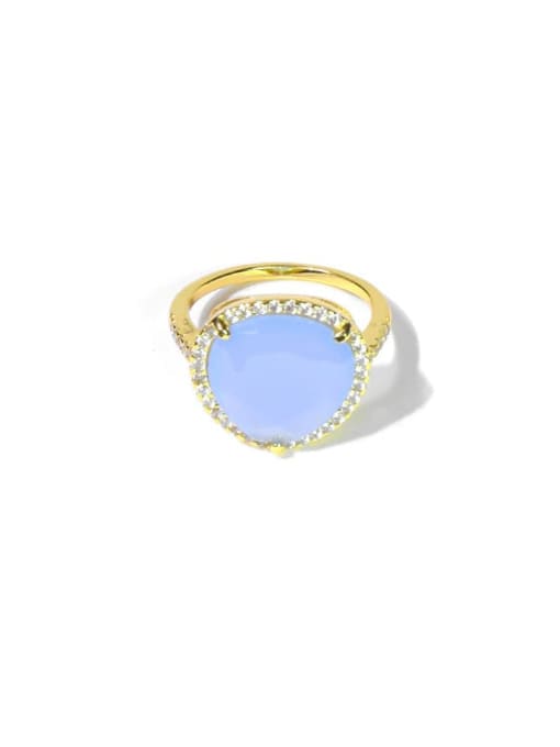Golden sky blue Copper Cubic Zirconia Multi Color Heart Minimalist Cocktail Ring