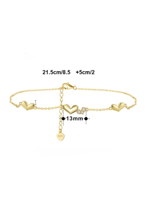 RINNTIN 925 Sterling Silver Heart Minimalist Anklet 2