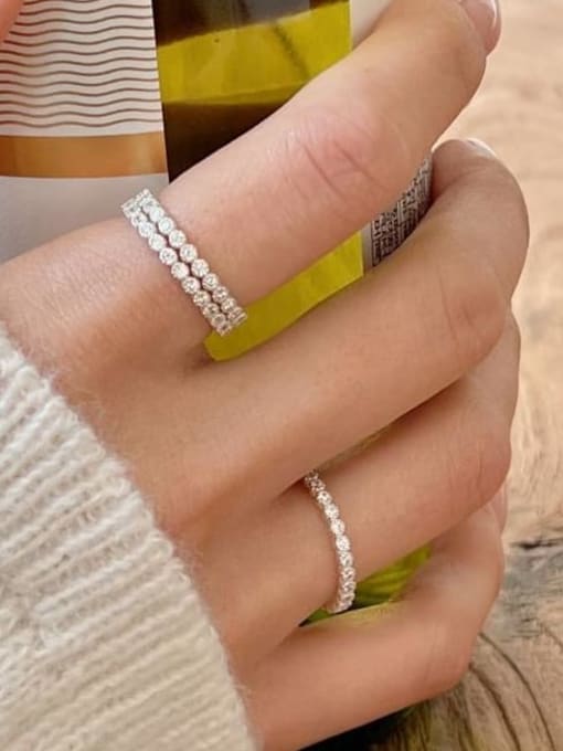 925 Sterling Silver Cubic Zirconia Geometric Minimalist Band