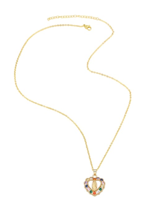 CC Brass Cubic Zirconia  Vintage  Heart  Pendant Necklace 2