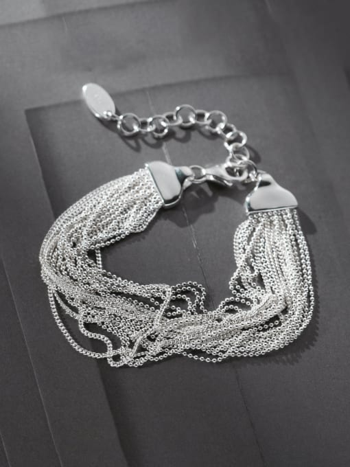 Rosh 925 Sterling Silver Beads Chain Minimalist Strand Bracelet 2