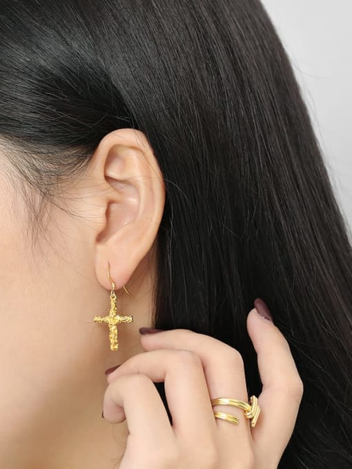 DAKA 925 Sterling Silver Cross Minimalist Hook Earring 3