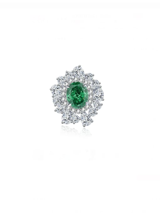 FDJZ 094 Emerald 925 Sterling Silver High Carbon Diamond Irregular Luxury Cocktail Ring