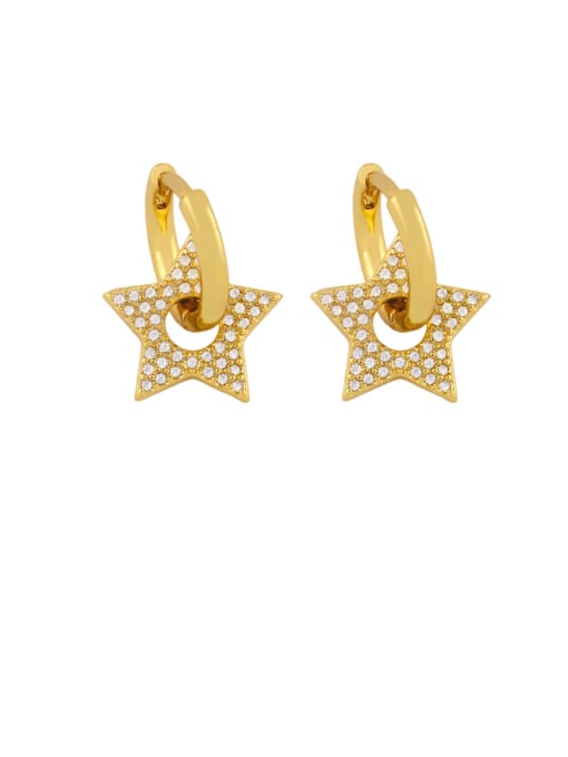 star Brass Cubic Zirconia Heart Ethnic Huggie Earring