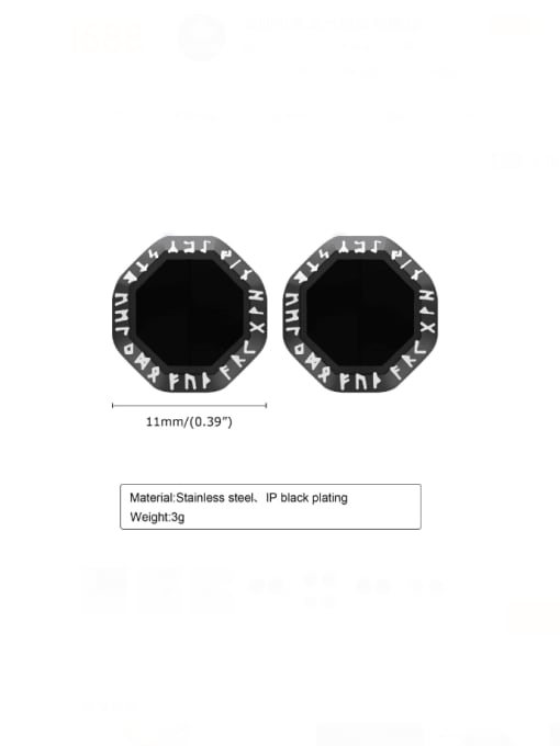 Black (pair) Titanium Steel Geometric Hip Hop Stud Earring