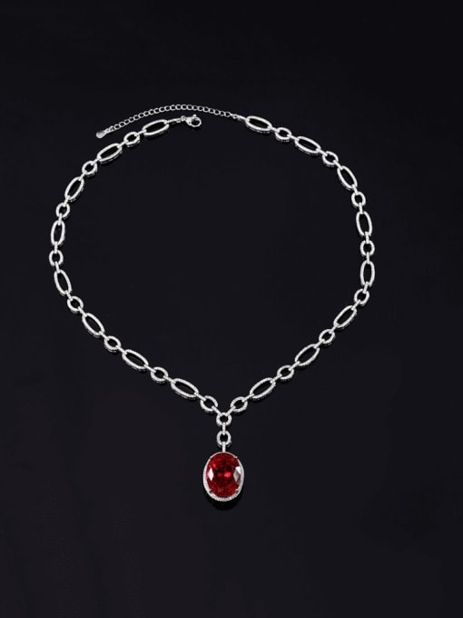ROSS Brass Glass Stone Geometric Luxury Necklace 2