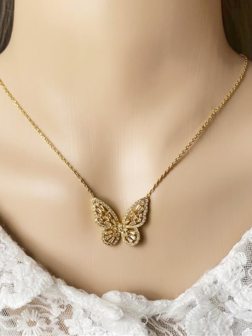 DUDU Brass Cubic Zirconia Butterfly Dainty Necklace 3