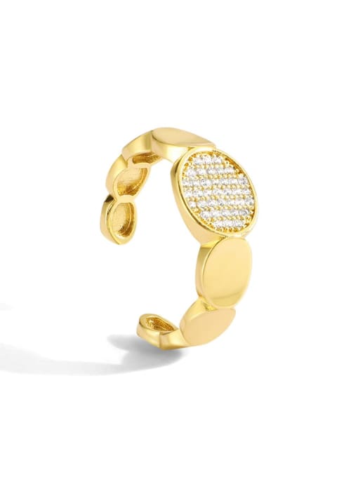 Gold round ring Brass Cubic Zirconia Geometric Minimalist Band Ring