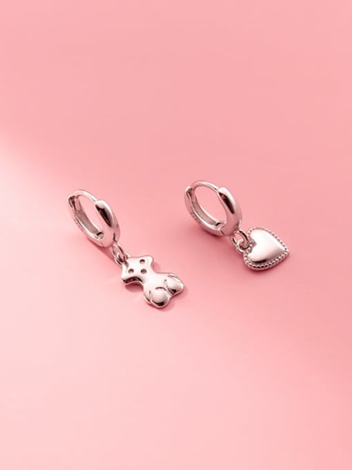 Rosh 925 Sterling Silver Asymmetrical   Heart Minimalist Huggie Earring