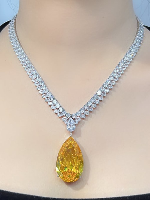 L.WIN Brass Cubic Zirconia Water Drop Luxury Necklace 1