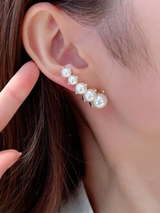 Luxu Brass Imitation Pearl Geometric Minimalist Drop Earring 1