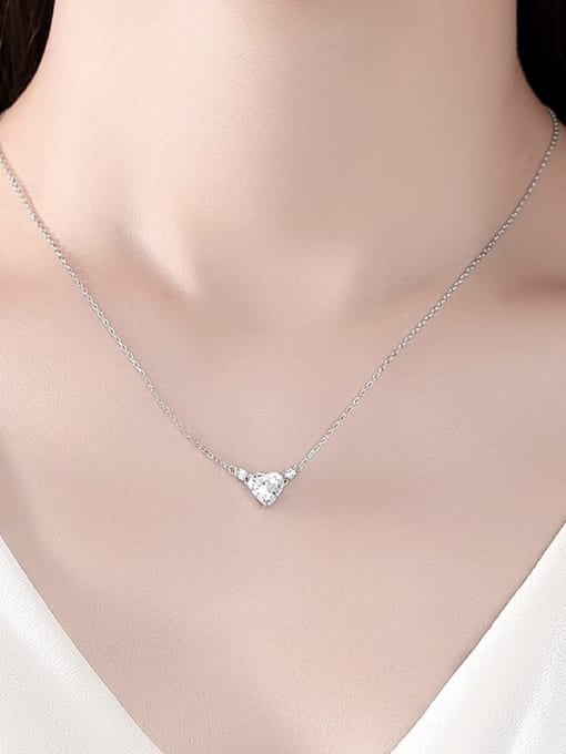 CCUI 925 Sterling Silver Cubic Zirconia Heart Minimalist Necklace 1