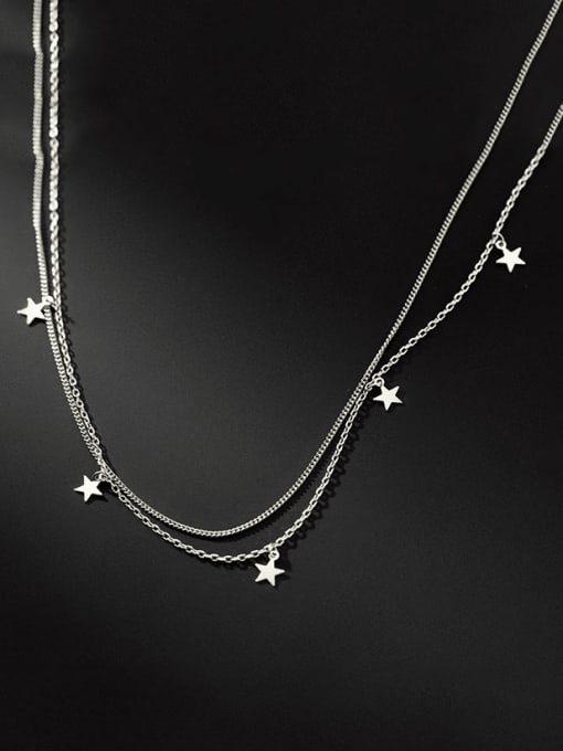 Rosh 925 Sterling Silver Star Minimalist Multi Strand Necklace