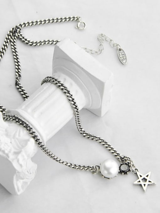 SHUI Vintage  Sterling Silver With Antique Silver Plated Simplistic Star Power Necklaces 1