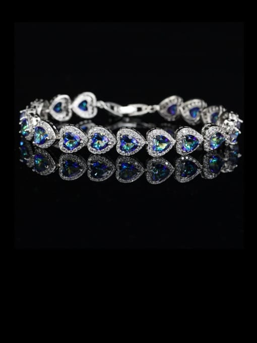 L.WIN Brass Cubic Zirconia Heart Luxury Bracelet